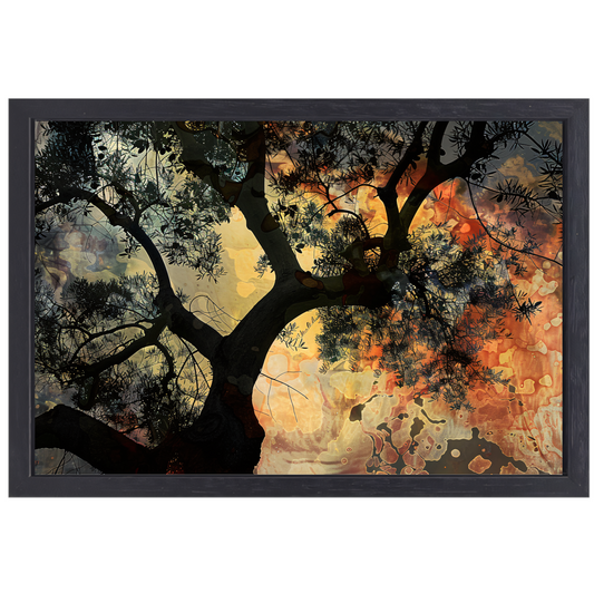 Kleurrijke boom van Van Gogh canvas met baklijst