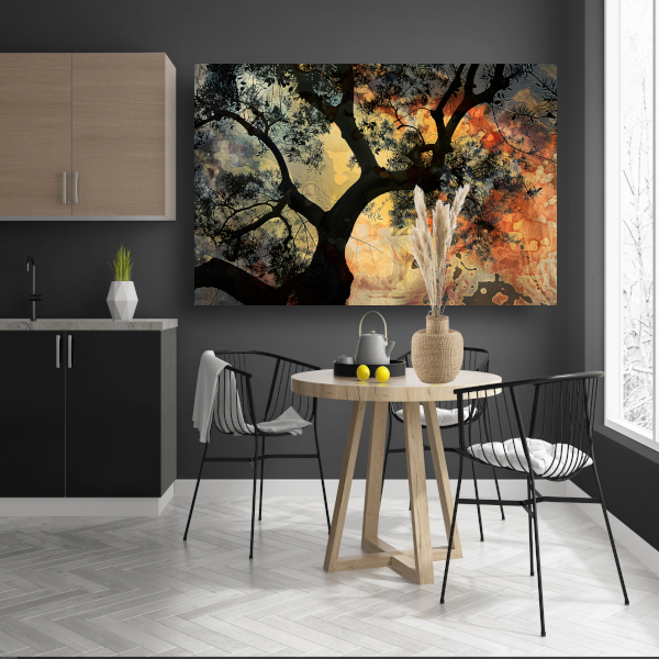 Kleurrijke boom van Van Gogh canvas met baklijst