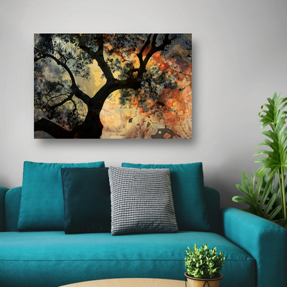 Kleurrijke boom van Van Gogh canvas met baklijst