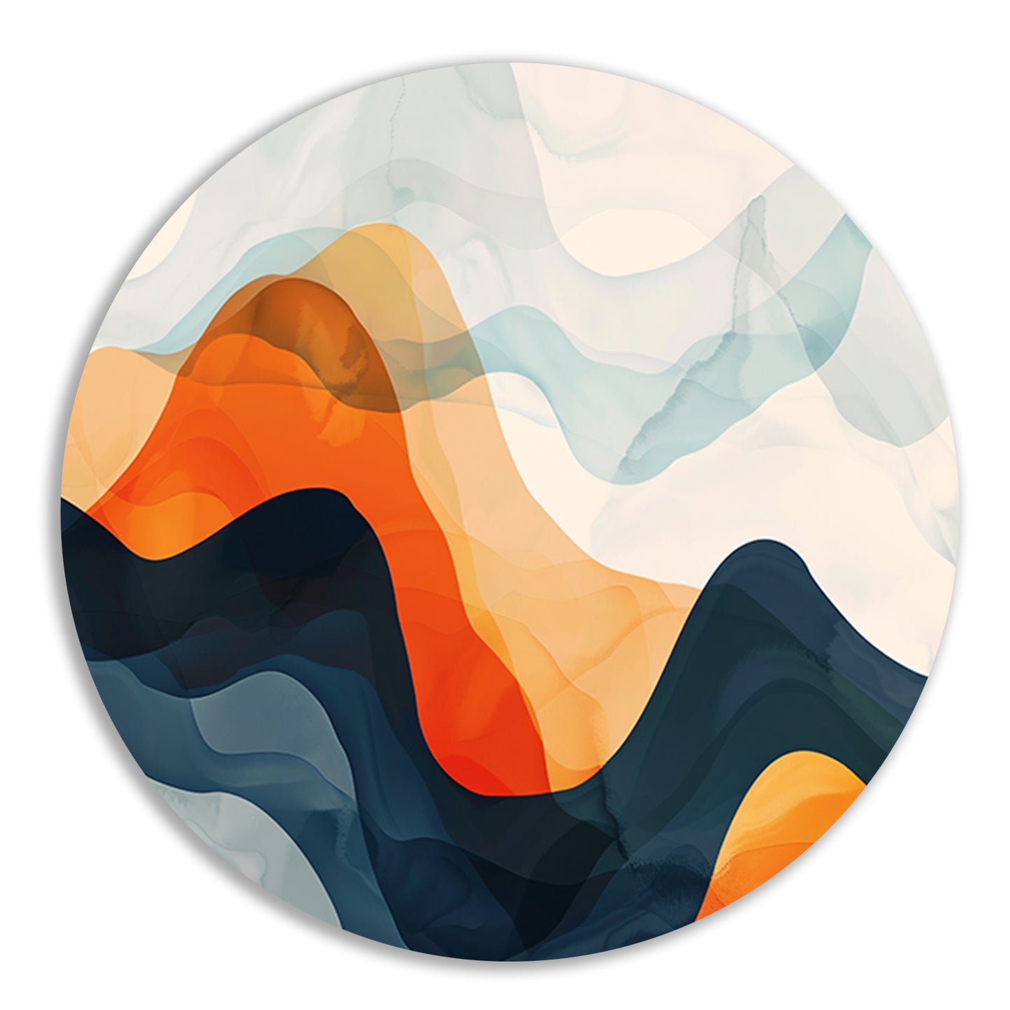 Abstracte golven in beweging en kleur   aluminium muurcirkel