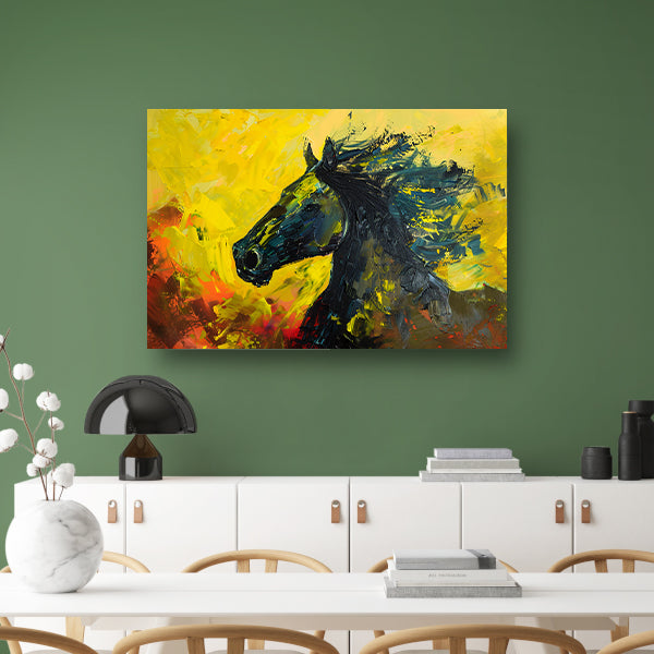 Dynamisch abstract schilderij van een paard poster