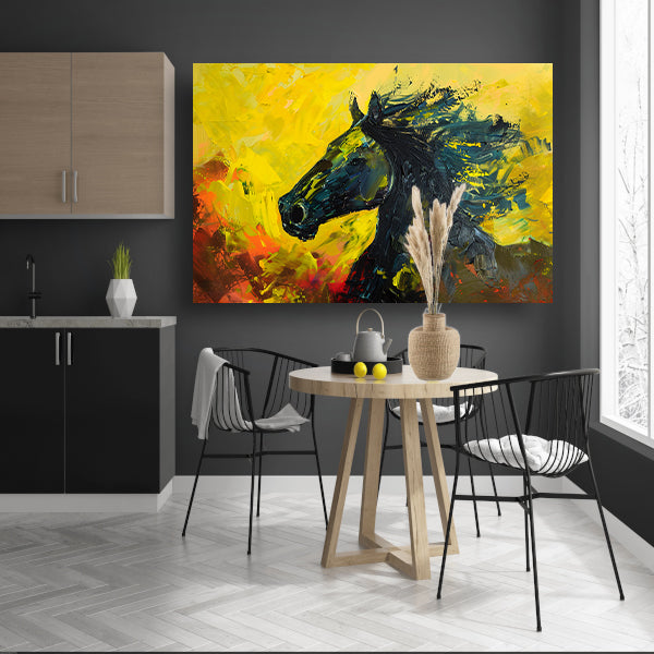 Dynamisch abstract schilderij van een paard poster