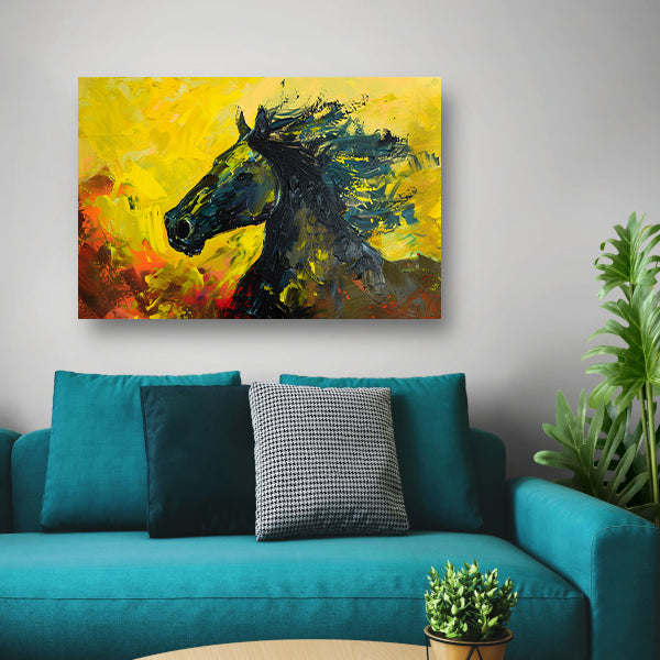Dynamisch abstract schilderij van een paard poster