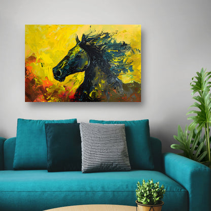 Dynamisch abstract schilderij van een paard poster