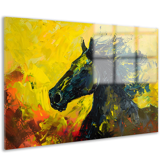 Dynamisch abstract schilderij van een paard acrylglas