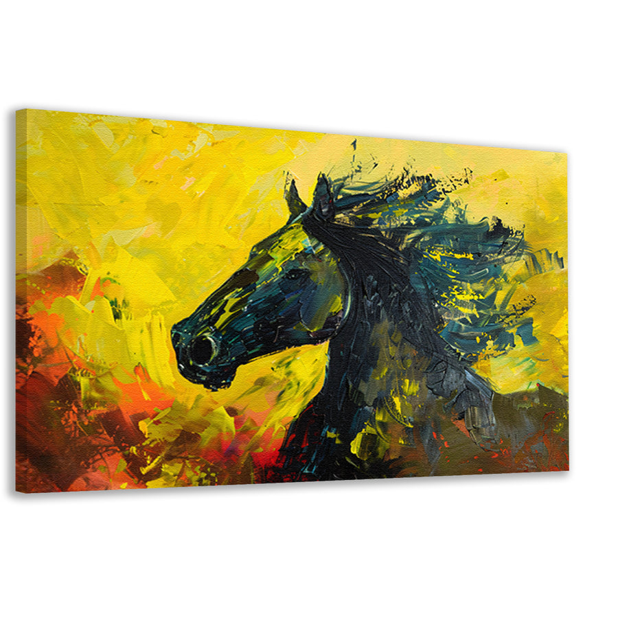 Dynamisch abstract schilderij van een paard canvas