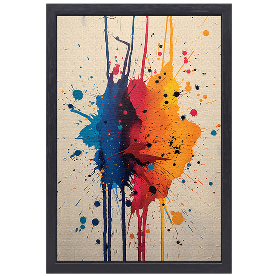 Abstract  met Kleurrijk verfspatten canvas met baklijst