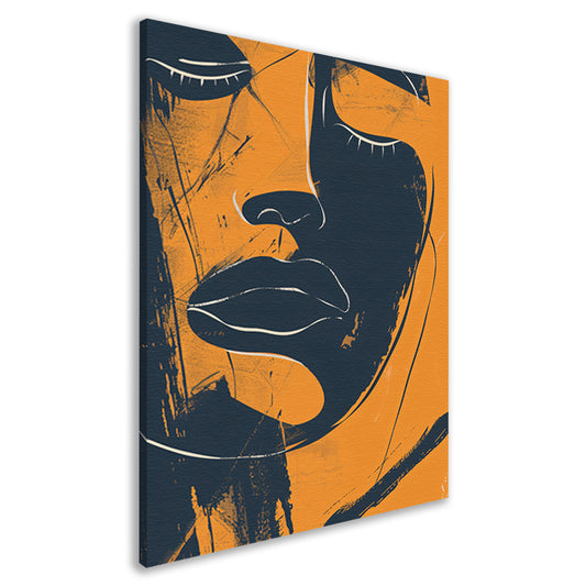 Abstract Portret van een Vrouw in Oranje en Zwart-Wit canvas