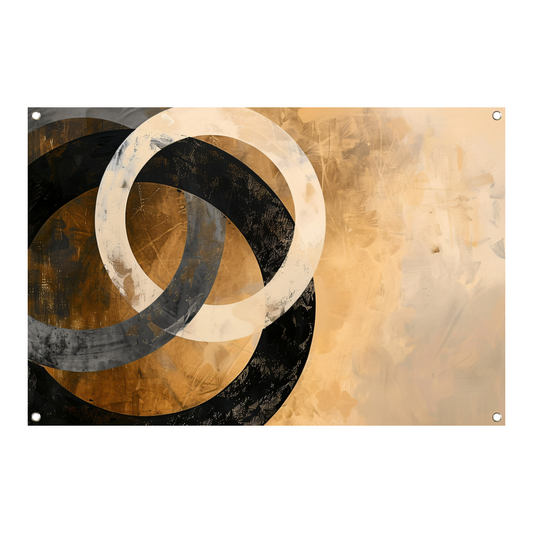 Overlappende sepia cirkels op beige achtergrond tuinposter