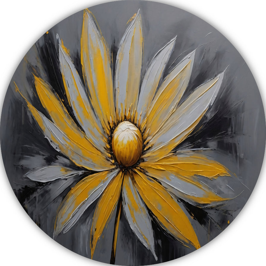Vivid Yellow Flower Against Grey Backdrop forex muurcirkel