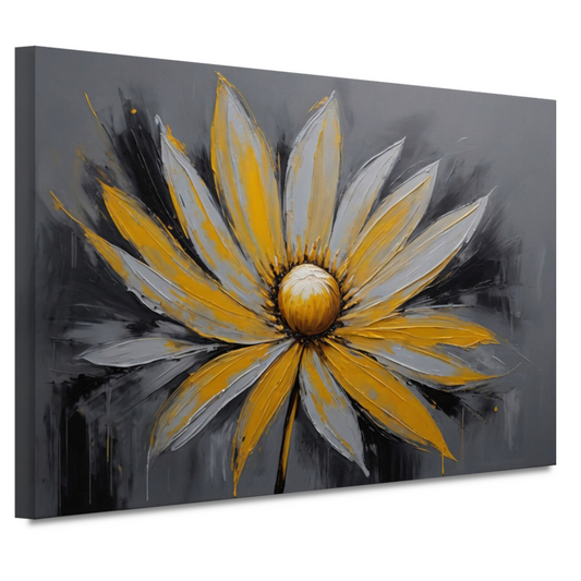 Vivid Yellow Flower Against Grey Backdrop canvas