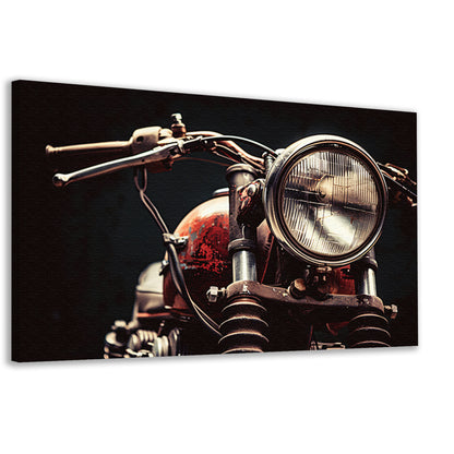Klassieke motorfiets met koplamp in detail canvas