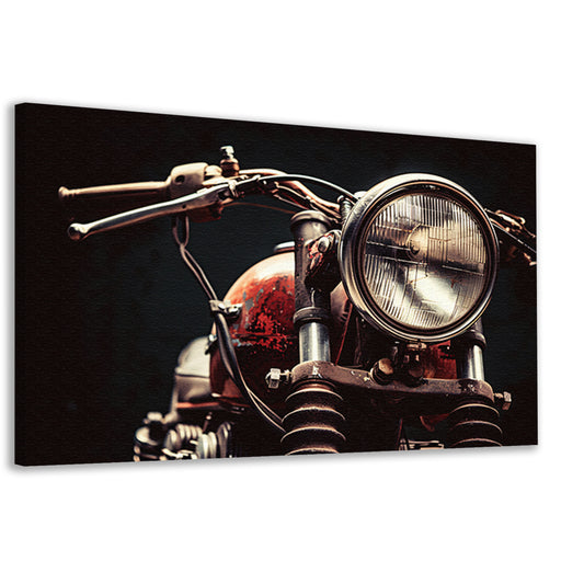 Klassieke motorfiets met koplamp in detail canvas