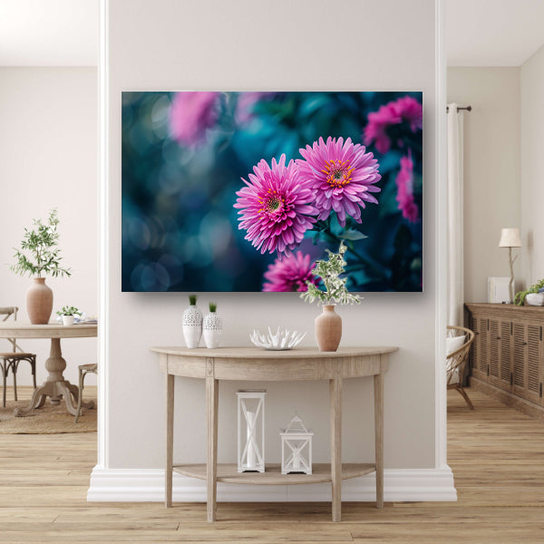 Close-up van roze bloemen met achtergrond poster