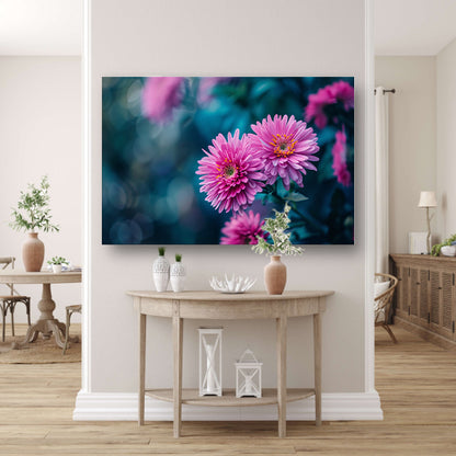 Close-up van roze bloemen met achtergrond poster