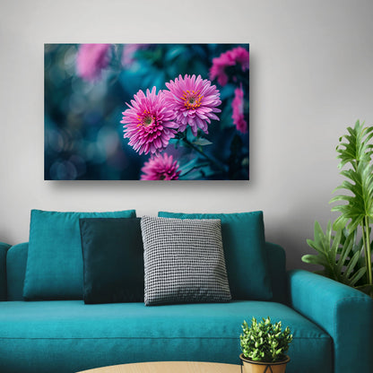 Close-up van roze bloemen met achtergrond poster