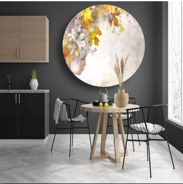 Herfstsymfonie in Bladeren en Mechanica aluminium muurcirkel