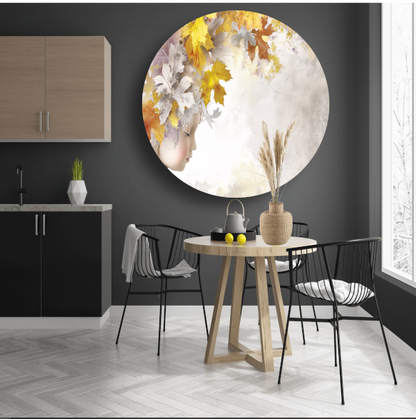 Herfstsymfonie in Bladeren en Mechanica aluminium muurcirkel