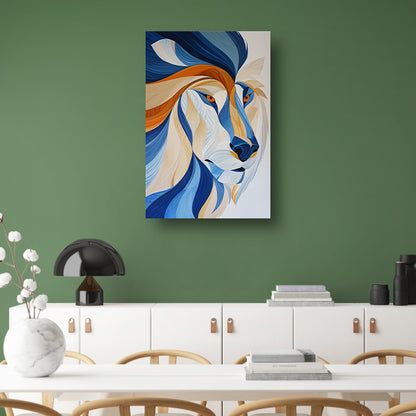 Abstract kleurrijk kunstwerk van leeuw canvas met baklijst