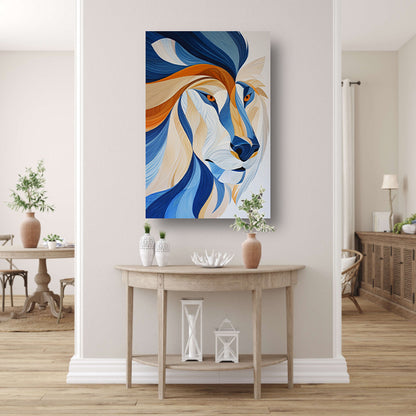 Abstract kleurrijk kunstwerk van leeuw canvas met baklijst