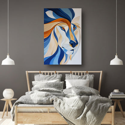 Abstract kleurrijk kunstwerk van leeuw canvas met baklijst