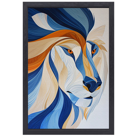 Abstract kleurrijk kunstwerk van leeuw canvas met baklijst