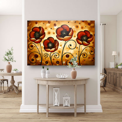 Abstracte warme bloemen kunstwerk schilderij acrylglas