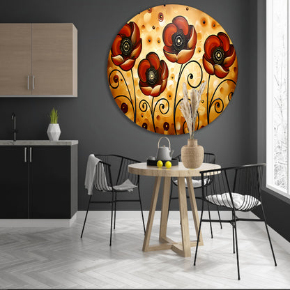 Abstracte warme bloemen kunstwerk schilderij forex muurcirkel