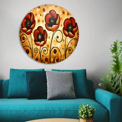 Abstracte warme bloemen kunstwerk schilderij forex muurcirkel