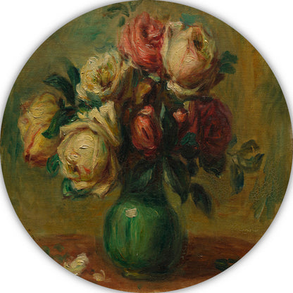 Rozen in een vaas - Pierre-Auguste Renoir aluminium muurcirkel