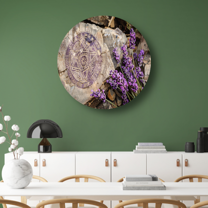 Minimalistisch schilderij stenen en bloemen forex muurcirkel