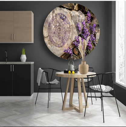 Minimalistisch schilderij stenen en bloemen forex muurcirkel