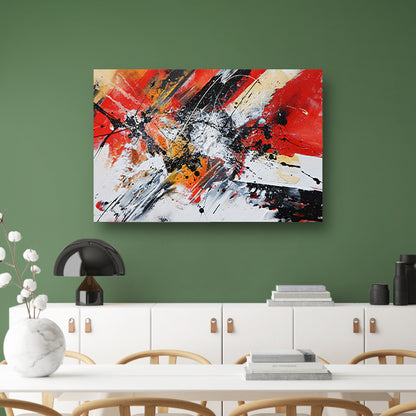 Abstract schilderij met explosieve kleuren canvas met baklijst