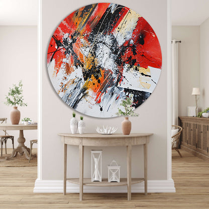 Abstract schilderij met explosieve kleuren forex muurcirkel