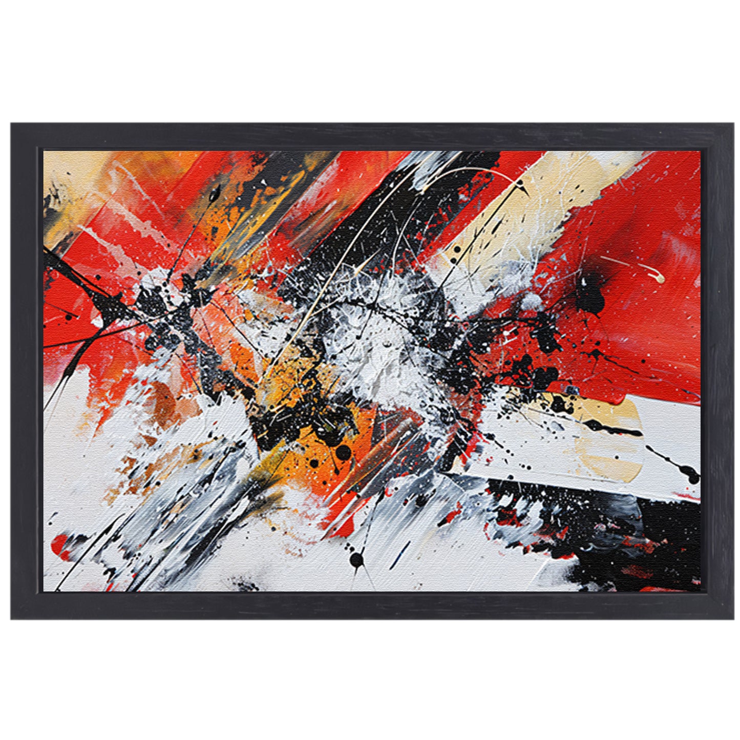 Abstract schilderij met explosieve kleuren canvas met baklijst