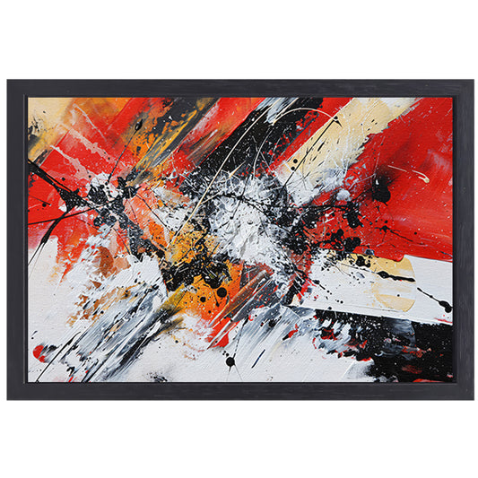Abstract schilderij met explosieve kleuren canvas met baklijst