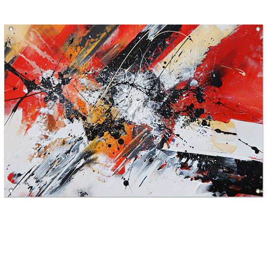 Abstract schilderij met explosieve kleuren tuinposter