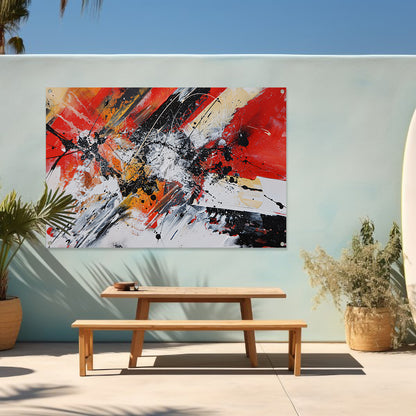 Abstract schilderij met explosieve kleuren tuinposter