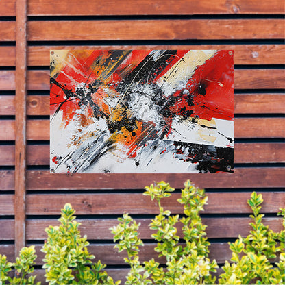 Abstract schilderij met explosieve kleuren tuinposter