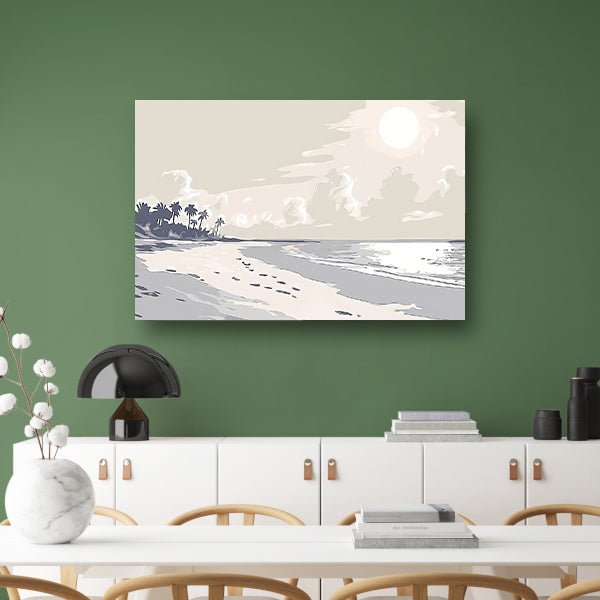 Rustgevend strandontwerp met palm silhouetten acrylglas