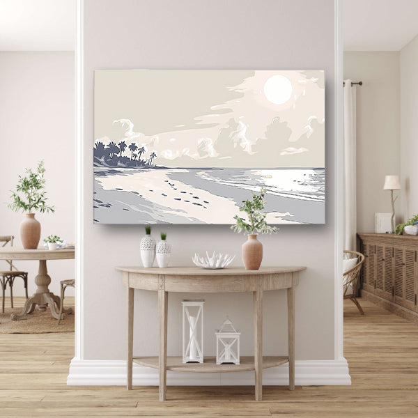 Rustgevend strandontwerp met palm silhouetten acrylglas