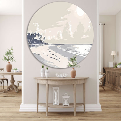 Rustgevend strandontwerp met palm silhouetten forex muurcirkel