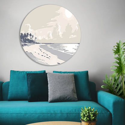 Rustgevend strandontwerp met palm silhouetten forex muurcirkel