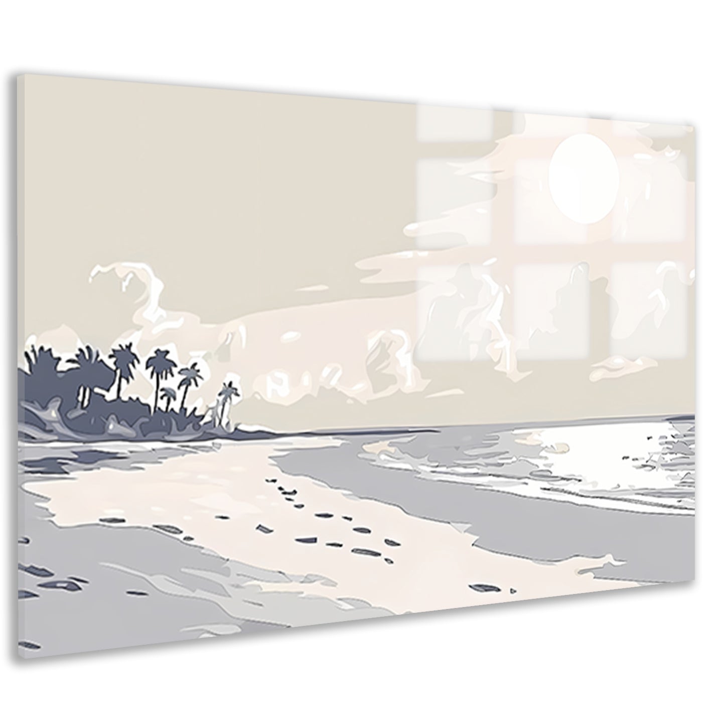Rustgevend strandontwerp met palm silhouetten acrylglas