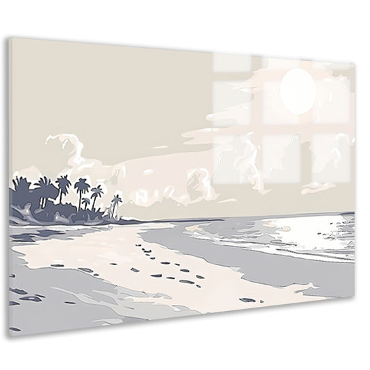 Rustgevend strandontwerp met palm silhouetten acrylglas