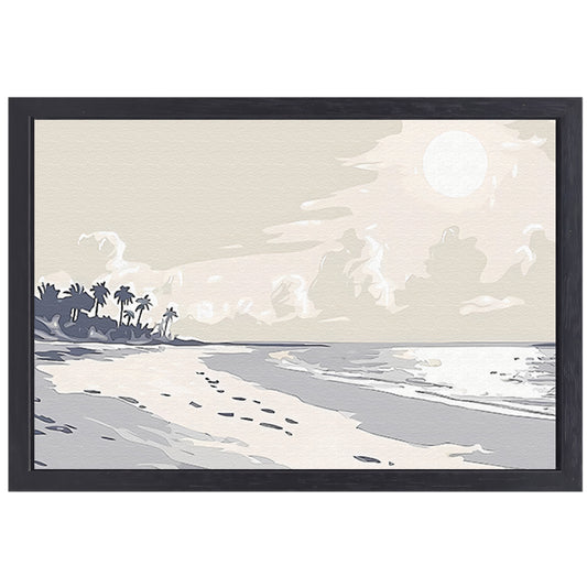 Rustgevend strandontwerp met palm silhouetten canvas met baklijst