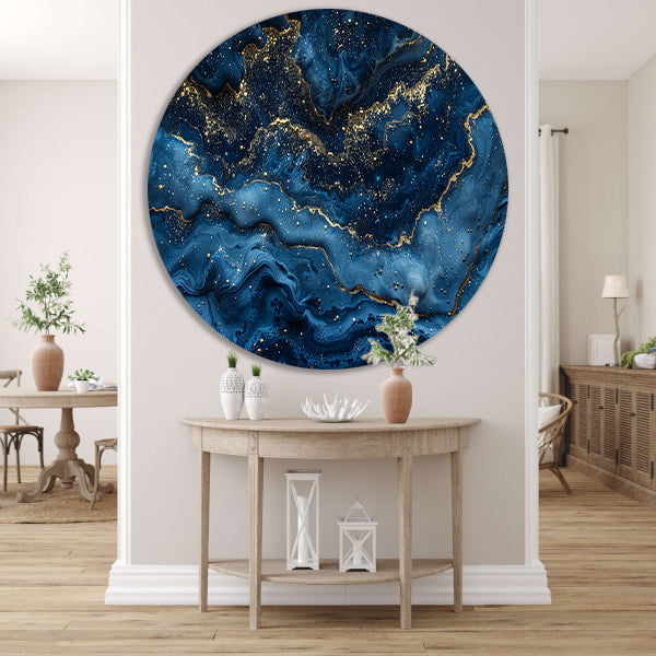 Blauw Gouden Marmer Patroon forex muurcirkel