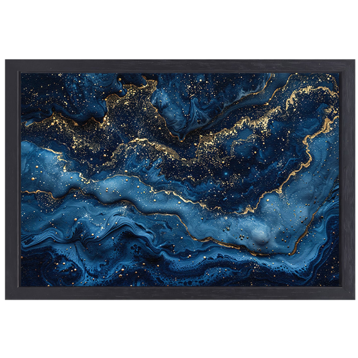 Blauw Gouden Marmer Patroon canvas met baklijst