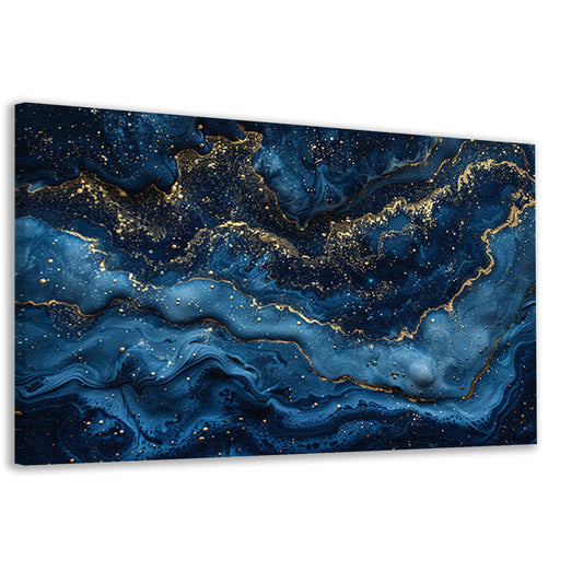 Blauw Gouden Marmer Patroon canvas