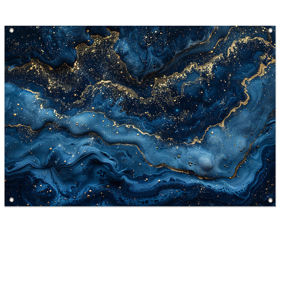 Blauw Gouden Marmer Patroon tuinposter